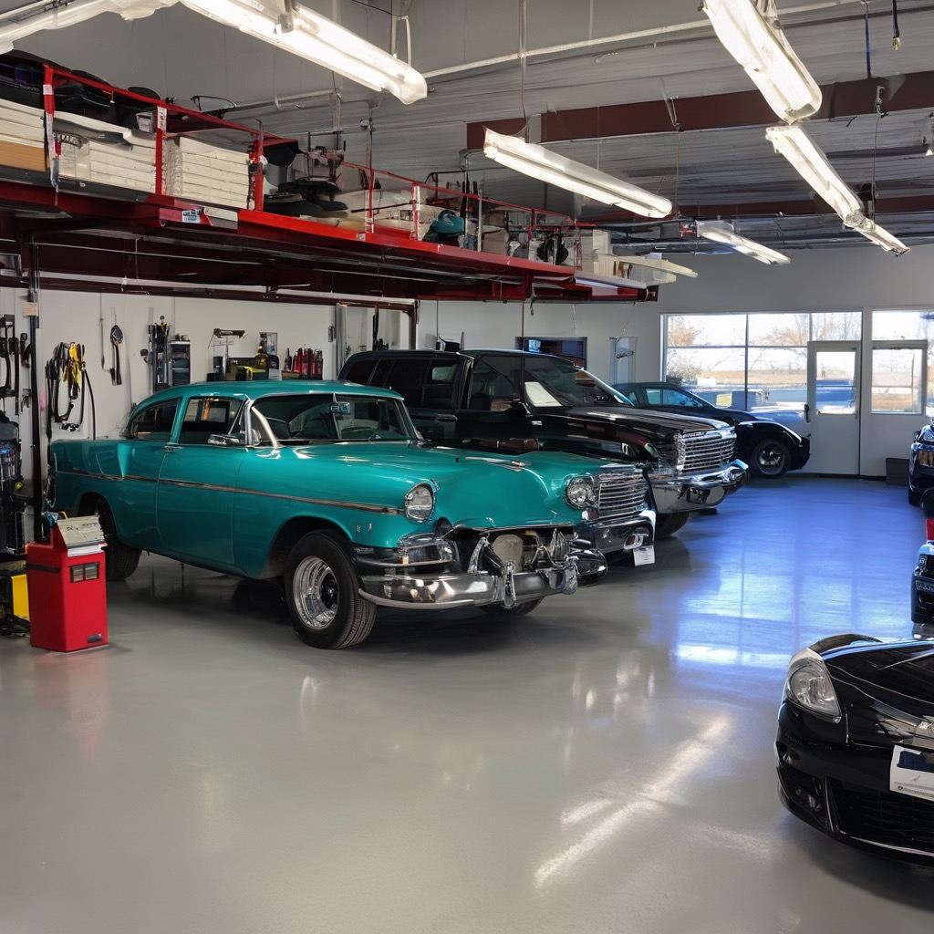 Professional automotive workshop with modern diagnostic equipment and certified technicians